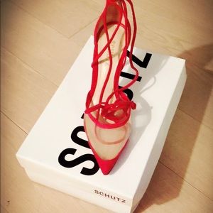 Brand new, never worn Schutz Red mesh Sissa heel
